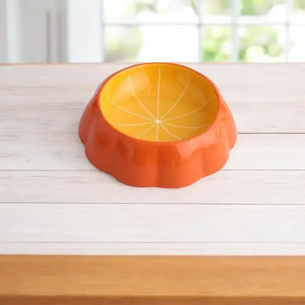 Ceramic Juicy Orange Fruit Bowl for Pets | Anti-Spill Small Pet Food Dish | Cute Fruit-Shaped Pet Supplies