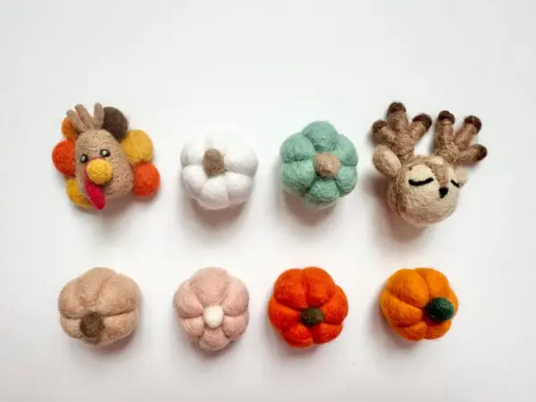 Felt Pumpkin and/or Turkey Toys - Needle Felted Fall Toy - Sold Individually Thanksgiving Montessori Play Cat Nip Playtime - Catnip Kicker - Image 4